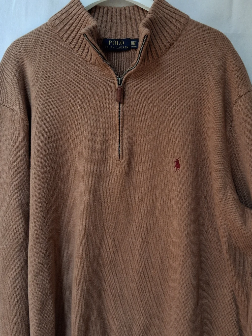 Polo by Ralph Lauren Brown Half-Zip Sweater with Red Pony 2XLT/2TGL